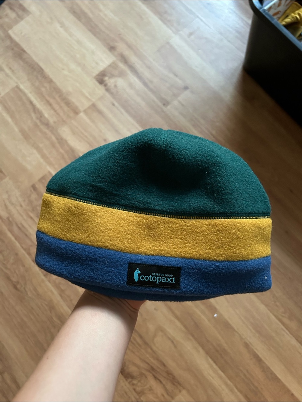 cotopaxi Green/Yellow/Blue Fleece Beanie